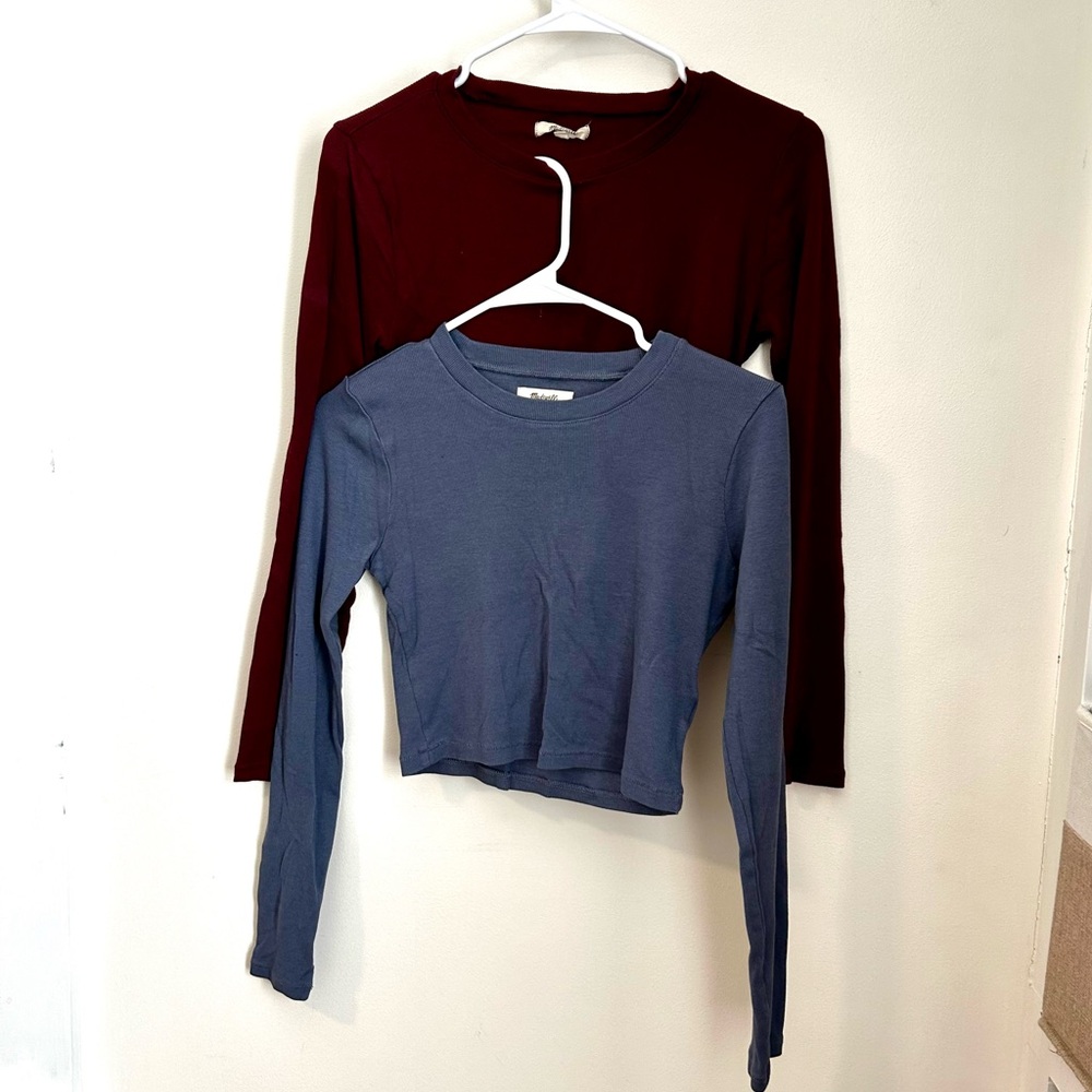 Madewell Long Sleeve Tops in Burgundy and Slate Blue
